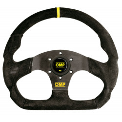 3 spoke steering wheel OMP Super Quadro, 330mm, suede, flat, black/yellow
