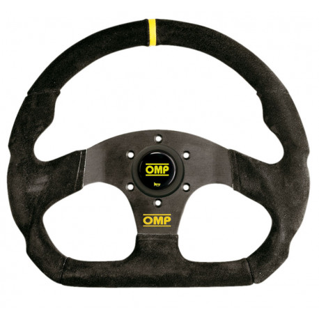 steering wheels 3 spoke steering wheel OMP Super Quadro, 330mm, suede, flat, black/yellow | races-shop.com