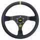 3 spoke steering wheel OMP WRC, 350mm, leather, 70mm offset, black/yellow