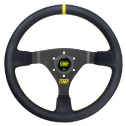 3 spoke steering wheel OMP WRC, 350mm, leather, 70mm offset, black/yellow