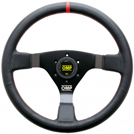 steering wheels 3 spoke steering wheel OMP WRC, 350mm, leather, 70mm offset, black/red | races-shop.com