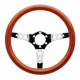 steering wheels 3 spoke steering wheel OMP Mugello, 350mm, wood, flat, brown/chrome/orange | races-shop.com