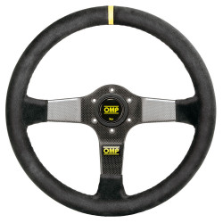 3 spoke steering wheel OMP Carbon D, 350mm, suede, 95mm offset, black/yellow/carbon