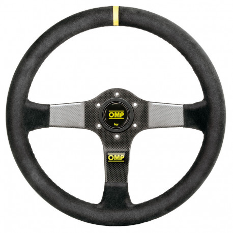 steering wheels 3 spoke steering wheel OMP Carbon D, 350mm, suede, 95mm offset, black/yellow/carbon | races-shop.com
