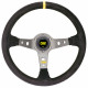 Promotions 3 spokes steering wheel OMP Corsica, 350mm suede, 95mm | races-shop.com