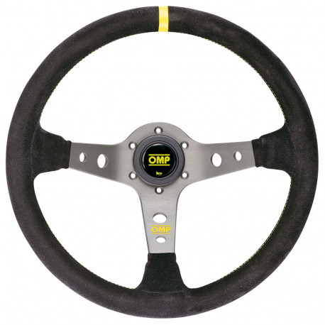 Promotions 3 spokes steering wheel OMP Corsica, 350mm suede, 95mm | races-shop.com
