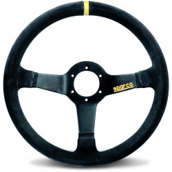 3 spoke steering wheel Sparco R345, 350mm, suede, 63mm offset, black/yellow