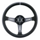 steering wheels 3 spoke steering wheel Sparco L777, 350mm, leather, 63mm offset, black/silver | races-shop.com