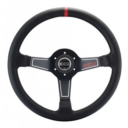 3 spoke steering wheel Sparco L575, 350mm, leather, 63mm offset, black/red
