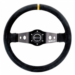 2 spoke steering wheel Sparco R215, 350mm, suede, 90mm offset, black/yellow