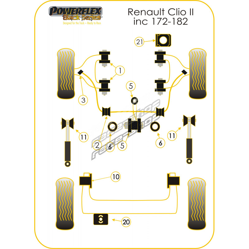 Powerflex EXH020 Auspuffhalter Auspuffgummi für Endschalldämpfer Renault Clio II 