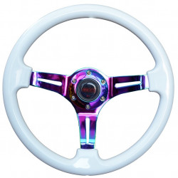 3 spoke steering wheel RACES Neo Alpin, 350mm, silicone, 47mm offset, white/neon