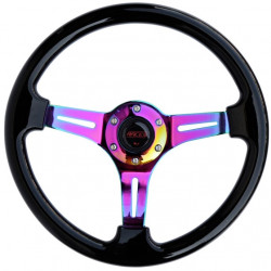 3 spoke steering wheel RACES Neo Piano, 350mm, silicone, 47mm offset, black/neon