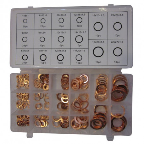 Sets of sealing washers, O-rings, nuts Brass seals - 220 pcs | races-shop.com