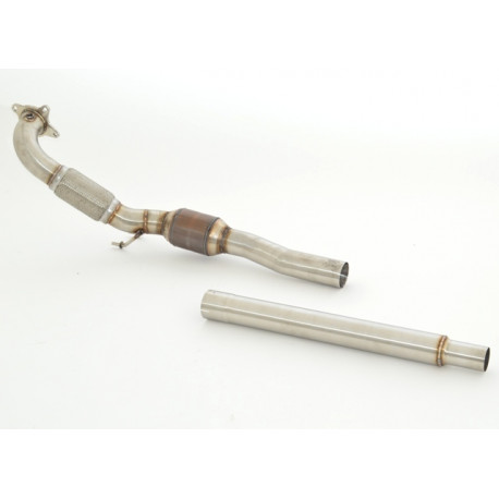 Octavia 76mm Stainless steel downpipe with sport kat. (200CPSI) (981425G-X3-DPKAHJS) | races-shop.com