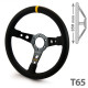 steering wheels 3 spoke steering wheel RRS SIMILI, 350mm, leatherette, 65mm offset, black/yellow | races-shop.com