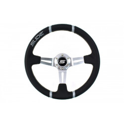3 spoke steering wheel Slide, 350mm, leatherette, 90mm offset, black/silver