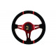steering wheels 3 spoke steering wheel Slide, 350mm, suede, 90mm offset, black/silver | races-shop.com
