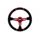 steering wheels 3 spoke steering wheel Slide, 350mm, suede, 90mm offset, black/silver | races-shop.com