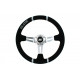 steering wheels 3 spoke steering wheel Slide, 350mm, suede, 90mm offset, black/silver | races-shop.com