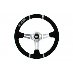 3 spoke steering wheel Slide, 350mm, suede, 90mm offset, black/silver