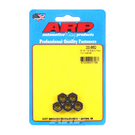 ARP Bolts "5/16""-18 black coarse hex nut kit" (5pcs) | races-shop.com