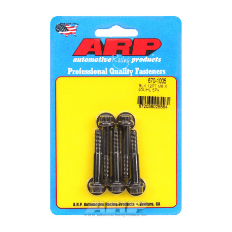 ARP Bolts ARP M6 x 1.00 x 40 12pt black oxide bolts (5pcs) | races-shop.com