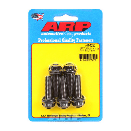 ARP Bolts "3/8""-24 x 1.250 12pt 7/16 wrenching black oxide bolts"5pcs | races-shop.com