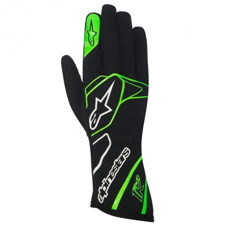 Gloves Alpinestars Tech 1 K gloves, black-white-green | races-shop.com