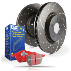 Front kit EBC PD12KF065 - Discs Turbo Grooved + brake pads Redstuff Ceramic