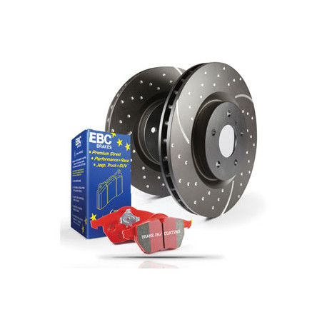 EBC brakes Front kit EBC PD12KF065 - Discs Turbo Grooved + brake pads Redstuff Ceramic | races-shop.com