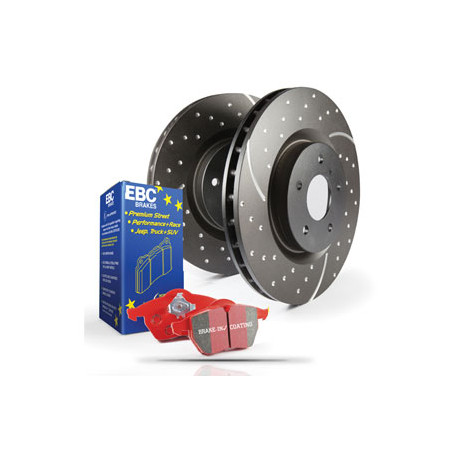 EBC brakes Rear kit EBC PD12KR017 - Discs Turbo Grooved + brake pads Redstuff Ceramic | races-shop.com