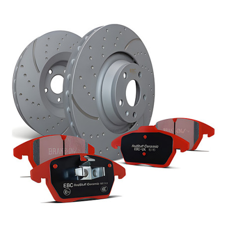 EBC brakes Rear kit EBC PD12KR025 - Discs Turbo Grooved + brake pads Redstuff Ceramic | races-shop.com