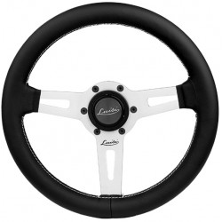 3 spoke steering wheel Luisi Sharav, 315mm, leather, flat, black/silver