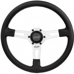 3 spoke steering wheel Luisi Sharav, 340mm, leather, flat, black/silver