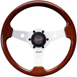 3 spoke steering wheel Luisi Imola, 310mm, wood, flat, brown/silver