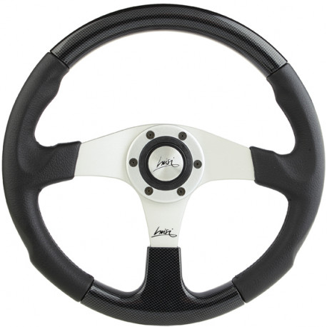 steering wheels 3 spoke steering wheel Luisi Evolution, 360mm, leatherette, flat, black/silver/carbon | races-shop.com