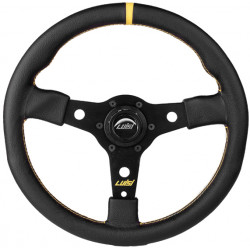 3 spoke steering wheel Luisi Racing Corsa, 350mm, suede, 38mm offset, black/yellow
