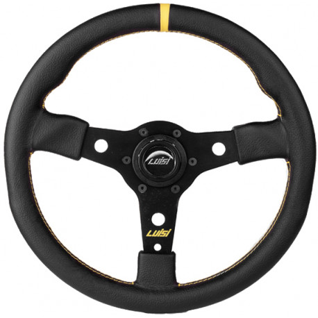 steering wheels 3 spoke steering wheel Luisi Racing Corsa, 350mm, suede, 38mm offset, black/yellow | races-shop.com