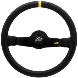 2 spoke steering wheel Luisi Jet Corsa, 350mm, suede, 95mm offset, black/yellow