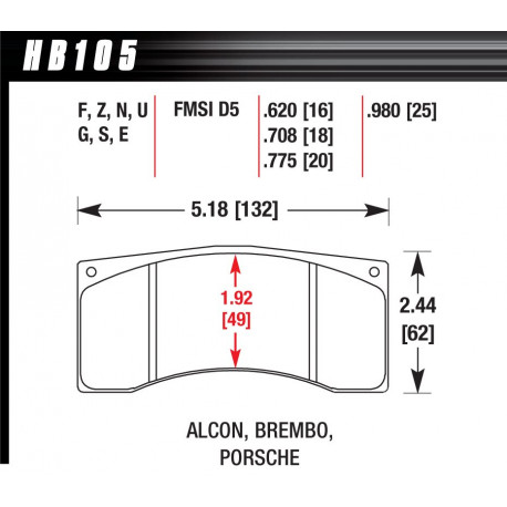 Brake pads HAWK performance brake pads Hawk HB105W.620, Race, min-max 37°C-650°C | races-shop.com