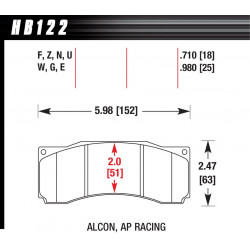 Front brake pads Hawk HB122U.710, Race, min-max 90°C-465°C