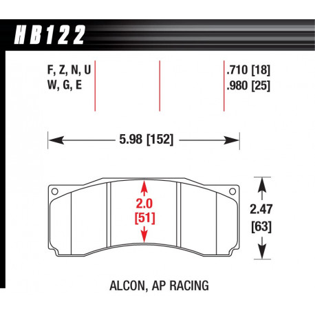 Brake pads HAWK performance Front brake pads Hawk HB122U.710, Race, min-max 90°C-465°C | races-shop.com