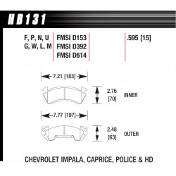 Front brake pads Hawk HB131F.595, Street performance, min-max 37°C-370°C
