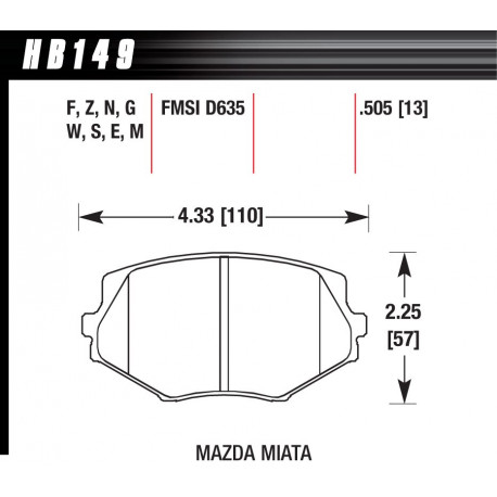 Brake pads HAWK performance Front brake pads Hawk HB149N.505, Street performance, min-max 37°C-427°C | races-shop.com