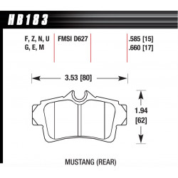 Rear brake pads Hawk HB183F.660, Street performance, min-max 37°C-370°C