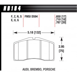 Front brake pads Hawk HB184S.710, Street performance, min-max 65°C-370°