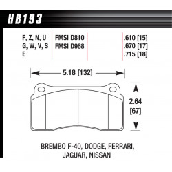 Rear brake pads Hawk HB193G.670, Race, min-max 90°C-465°C