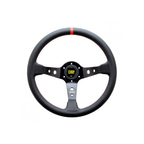 steering wheels 3 spoke steering wheel OMP Corsica, 350mm, leather, 95mm offset, black/red | races-shop.com