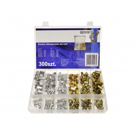 Sets of sealing washers, O-rings, nuts Set of aluminum and steel rivet nuts - 300pcs | races-shop.com